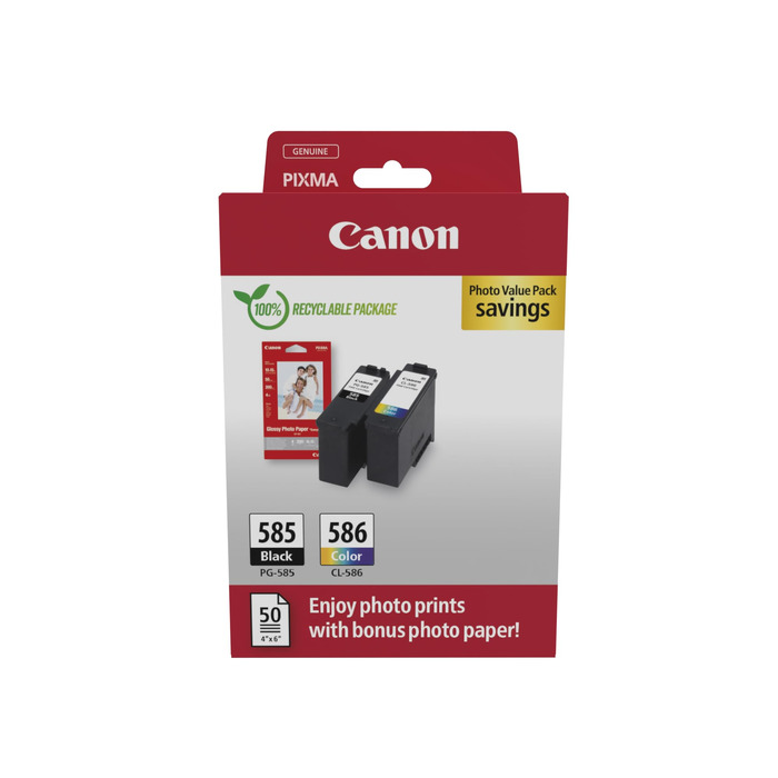 Комплект оригінальних картриджів Canon PG-585 та CL-586 FINE та фотопапір для принтера