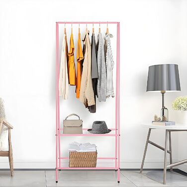 Стійка для одягу з роликами, рожева – міцна стійка для зберігання одягу