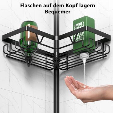 Тeleskopний кутовий органайзер для душу Cooeco - полиця для ванної кімнати з 4 кошиками, регульована від 63 до 289 см, не потребує свердління, стійкий до іржі
