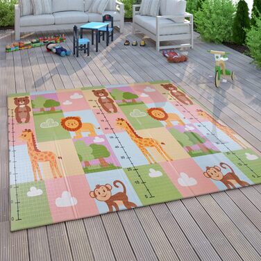 Paco Home дитячий ігровий килимок-мат складний, двосторонній, з тваринами, 150x200 см, різнокольоровий
