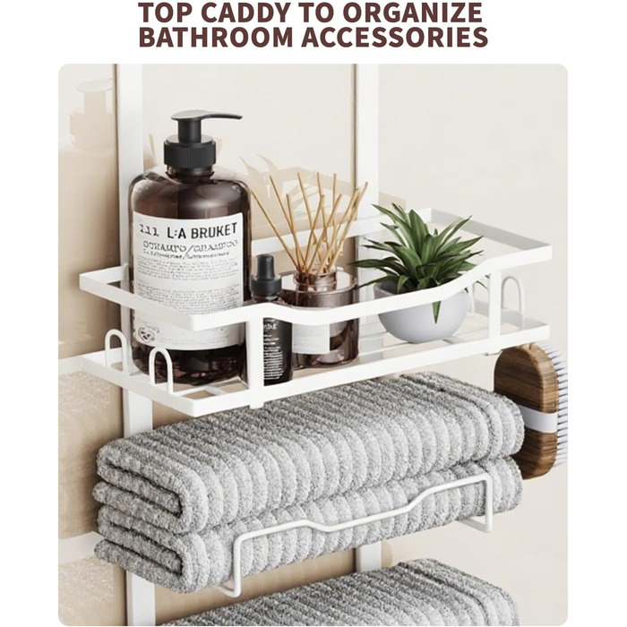 Настінний тримач для рушників на двері, 6 секцій, без свердління, для маленьких ванних кімнат, білий (8 тварин)