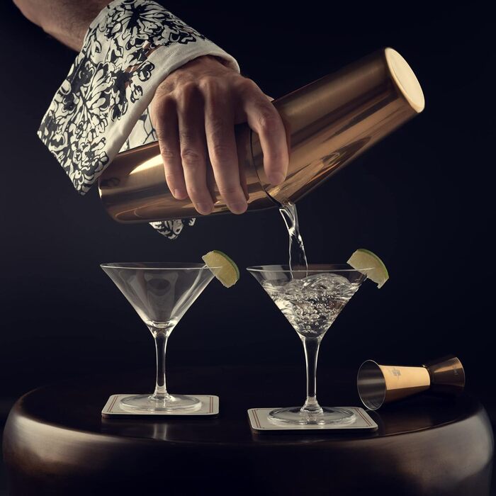 Belgravia Cocktail Set – Cocktail Shaker Set with Boston Stainless Steel Cocktail Shaker and Cocktail Accessories | Copper Cocktail Mix Set in a Luxurious Gift Box