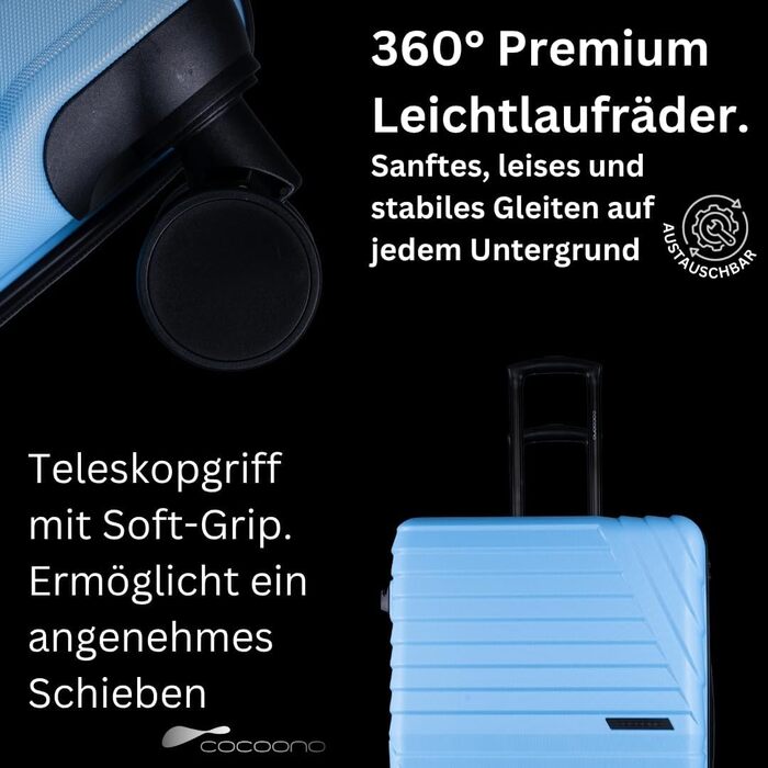Валіза Cocoono Hartschalenkoffer XL блакитна – 95-104 л, 8 коліс, ABS, TSA, телескопічна ручка