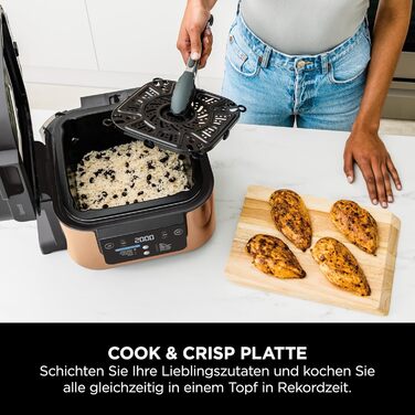 Ninja Speedi Multi Cooker, 5.7L, 10-in-1 Multi Cooker, Air Fryer Hot Air Fryer, Slow Cooker Slow Cooking, Grilling, Baking, Black & Copper ON400EUCP