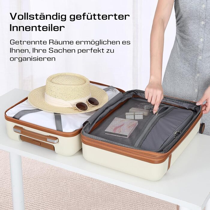 Набір валіз Joyway з ABS-пластику, розширюваний, на 4 колесах, з TSA-замком. Включає: 1 велика сумка, 1 косметичка (білий, M)