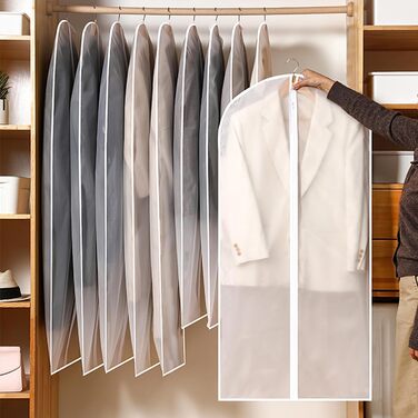 Набір мішечків для одягу Czwander, 12 шт. (60x100 + 60x120 см), моль-стійкі, з блискавкою, нейтральні/прозорі