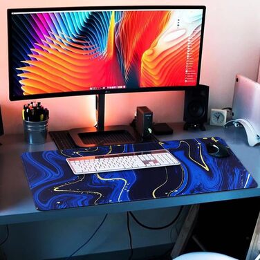 Великий ігровий килимок для миші з прошитими краями, 70x30 см, з антиковзною основою з натурального каучуку для геймерів, офісу, дому. Модель Quicksand03