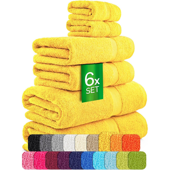 Набір рушників éterea Carli Frottee: 6 шт. (2x 70x140 см + 4x 50x100 см), 100% бавовна, Oeko-Tex, 500 GSM, сірий & блакитний