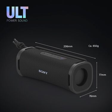 Sony ULT Field 1: Портативна Bluetooth колонка з глибоким басом, IP67 (водонепроникна, пилозахищена), 12 год роботи, чорний колір