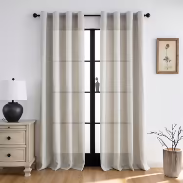Штори Melodieux з крючками, лляна текстура, комплект 2 шт., 210x140 см, натуральний колір