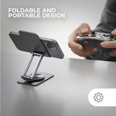 Підставка для ноутбука та планшета Mars Gaming MA-RSN до 17 дюймів, регульована висота, кут нахилу, 360° обертання, сталева конструкція, неслизькі підкладки, складна та портативна, срібна