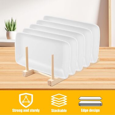 Набір Teller Rechteckig: 8 прямокутних сервіровочних тарілок з порцеляни, 23x14x2.8 см, білий колір, для буфетів, тортів, десертів, м'яса, антипасті, суші, салату, страви