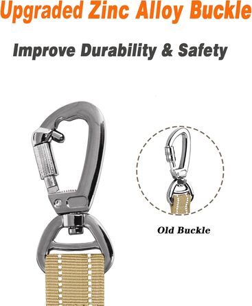 Тактична повідок для собак AUBELL, міцна, світловідбиваюча, без натягу, з амортизатором, для середніх та великих собак, з зручним двошаровим ручним захопленням, автомобільний ремінь безпеки, обертання на 360°, зелений (4-6 футів, коричневий)