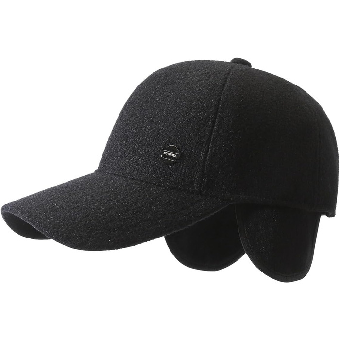 Кепка YAMEE для чоловіків на зиму з відкидними навушниками, тепла бейсболка, універсальний розмір (2361*Чорний)