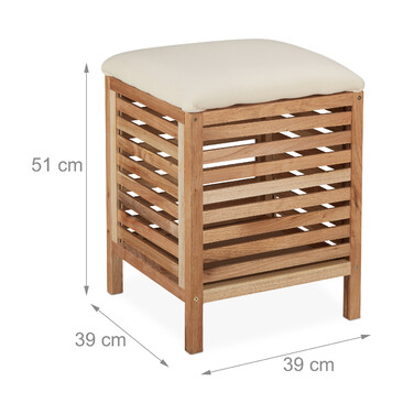 Relaxdays Laundry Basket with Seat, Walnut Wood