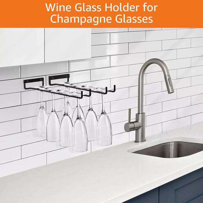 Тримачі для келихів WOPPLXY (6 шт.) - чорні, металеві, 30 см, для ресторану, бару, кухні