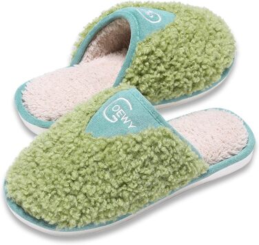Тапочки зимові жіночі та чоловічі, плюшеві, теплі, м'які, зручні, з пам'яттю форми, антиковзаючі, зелені (37.5/38.5 EU)