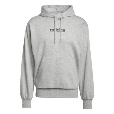 Чоловічий худі adidas Essentials Linear Fleece з капюшоном, сірий меланж/чорний, розмір S