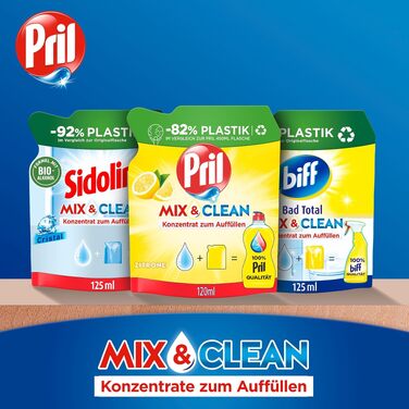 Засіб для миття посуду Pril Mix & Clean цитрусовий концентрат для дозаправки, 120 мл (набір 9 шт), висока жиророзчинна дія