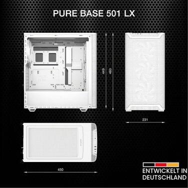 Корпус для ПК be quiet! Pure Base 501 LX (Білий) з 2 вентиляторами Pure Wings 3 140mm PWM, USB 3.2 Gen. 2 Type-C, підтримка вертикальної установки GPU