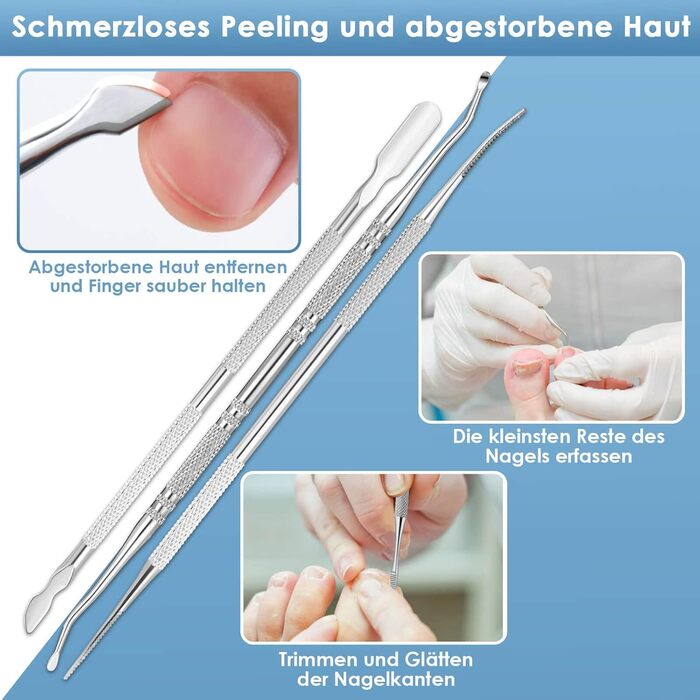 Набір професійного догляду за нігтями Modacraft: 7 шт. для видалення врослих, твердих та пошкоджених нігтів. Pedikюрний набір з високоякісної нержавіючої сталі.