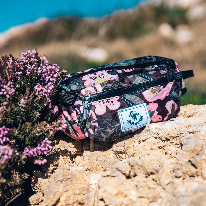 Водонепроникна поясна сумка 4Monster для чоловіків та жінок, 2L, армійний зелений/квітковий рожевий, для подорожей, спорту та активного відпочинку