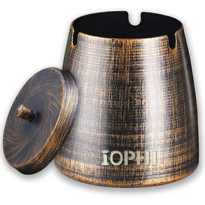 Стакан для сигарет з кришкою, нержавіюча сталь, для дому та вулиці, середній розмір