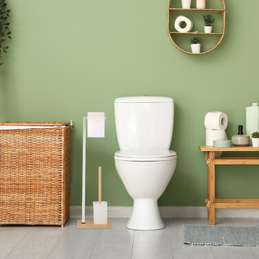 Relaxdays Toilet Set made of Bamboo & Stainless Steel