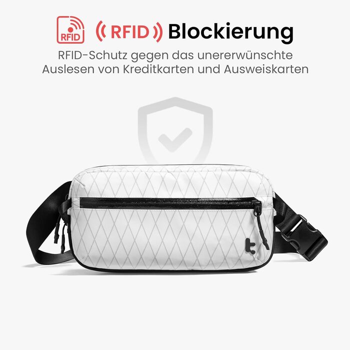 tomtoc Сумка на плече Sling Bag 3.5L з RFID-захистом - водонепроникна, для Switch, iPad mini, EDC, подорожі | X-pac White