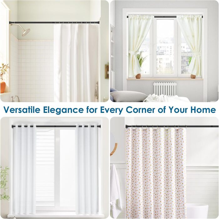 Штанга для карниза без свердління AIZESI 60-120 см, 1 шт. - Дзеркальна, для ванної кімнати, вікна, шафи (Чорний, 80-190см, 1 шт.)