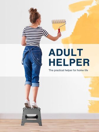 Складний табурет HOUSE DAY 27см чорний: міцний, з антиковзними ніжками та ручкою, для кухні, ванної, дитячої кімнати, кемпінгу (сірий)