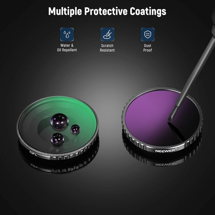 Набір фільтрів NEEWER CPL та ND для DJI Osmo Action 4/5 Pro (4 шт.): CPL, ND8, ND16, ND32. Фільтри для екшн-камери з багатошаровим покриттям.