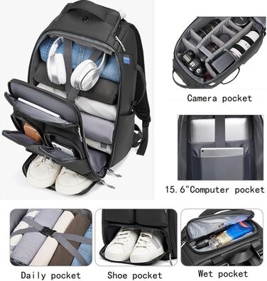 Рюкзак для камери Horfccid 23L: фотокамера, DSLR, ноутбук 15.6'', штатив (чорний)