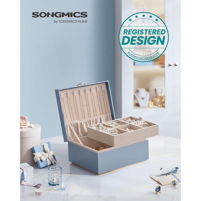 SONGMICS Скринниця для прикрас з 2 ярусами, біла, JBC65W0