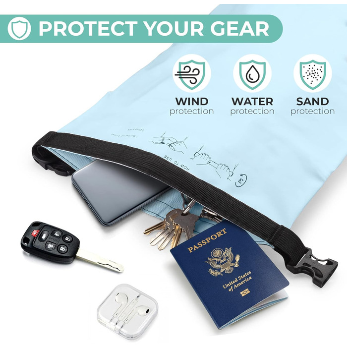 Waterproof Dry Sack – 5L, 10L, 20L, or 30L – waterproof bags to protect food and gear at the beach or while kayaking, hiking, camping, and boating – the perfect dry bag for wet outdoor activities