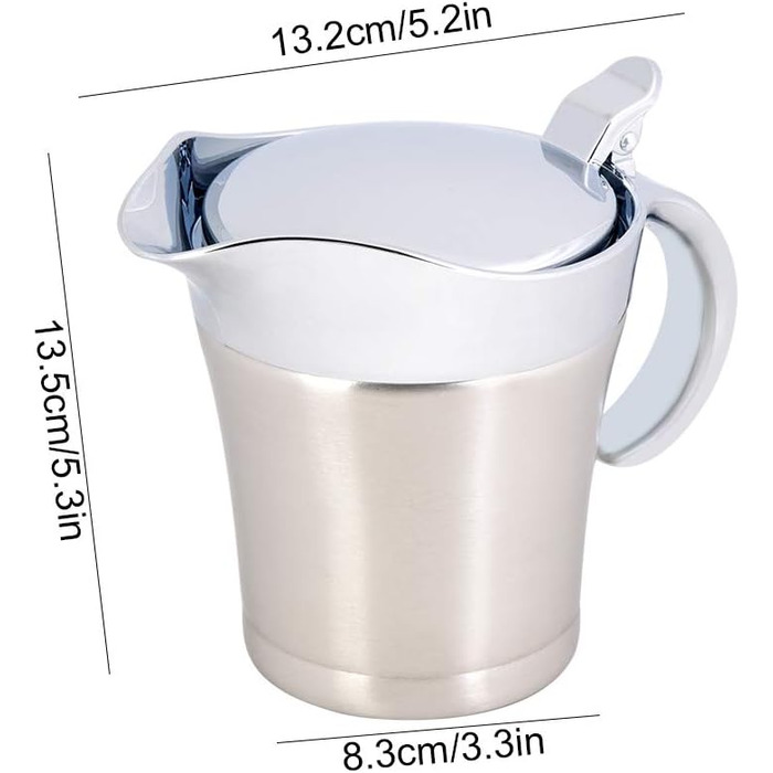 Saucepan, Sauce Pot, Stainless Steel Sauce Creamer Insulated, 304 Stainless Steel Heat and Cold Insulated, Double-Walled, Sauce Pot, Serving Creamer (Small 450Ml)