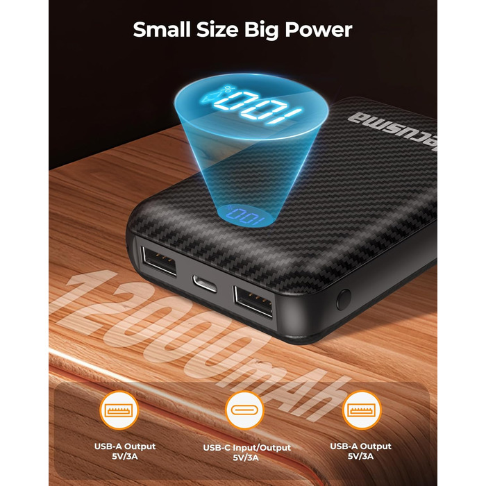 Powerbank для підігрівальної жилетки 5V 3A 12000mAh USB, сумісний з Techstuph, vapesoon, burngogo (не для жилеток 7.4V/12V DC), чорний