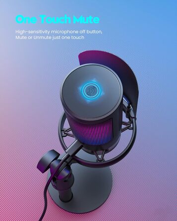 Ігровий мікрофон COCONISE RGB для ПК, стримінгу, подкастів, PS4/PS5, Mac. USB мікрофон з регулюванням гучності та навушником 3.5 мм, з підставкою
