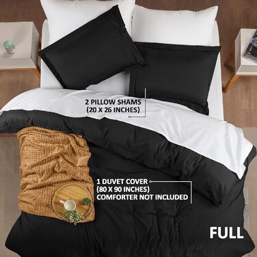 Комплект постільної білизни Utopia Bedding: ковдра 203x228 см, 2 наволочки, чорний, мікрофібра