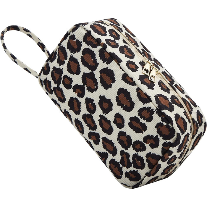 Жіноча косметичка-органайзер з корду, подорожі, зелений леопардовий принт (Leo-2)