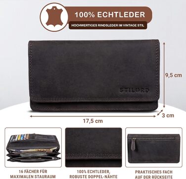 STILORD 'Lotta' Leather Wallet Women RFID and NFC Protection Vintage Women's Wallet Crossbody with RFID Blocking in Gift Box