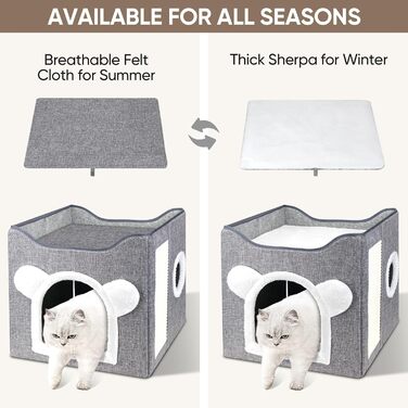 Кігтечка-ліжко для котів, будиночок-кігтечка, двошаровий куб, велика кімната, з іграшкою, 40x40x40 см