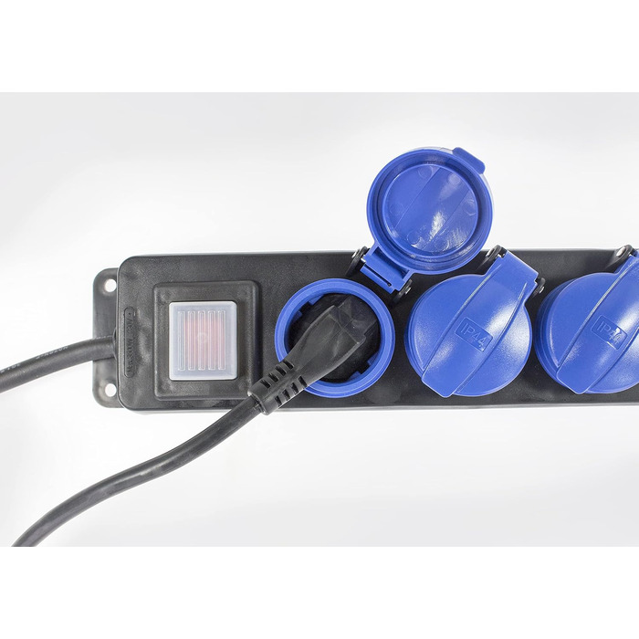 Розподільна коробка з вимикачем Schwabe, 5-фальна, IP44, 230V, 16A, 4.5м, для зовнішнього використання (2 шт. в упаковці)