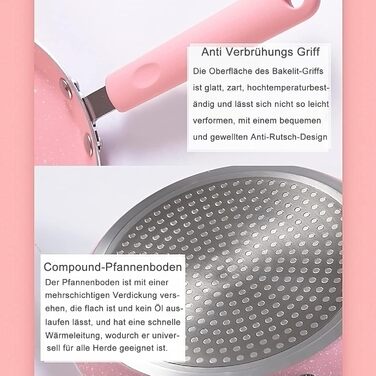 Набір сковорідок Maxspace 3 шт. з антипригарним покриттям, 18, 22, 26 см, для всіх типів плит, рожевий