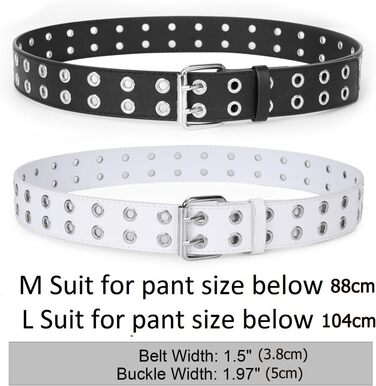 Ремень JasGood Punk унісекс, подвійні отвори, стиль косплей, хіп-хоп, рок, готика, чорно-білий, 105 см