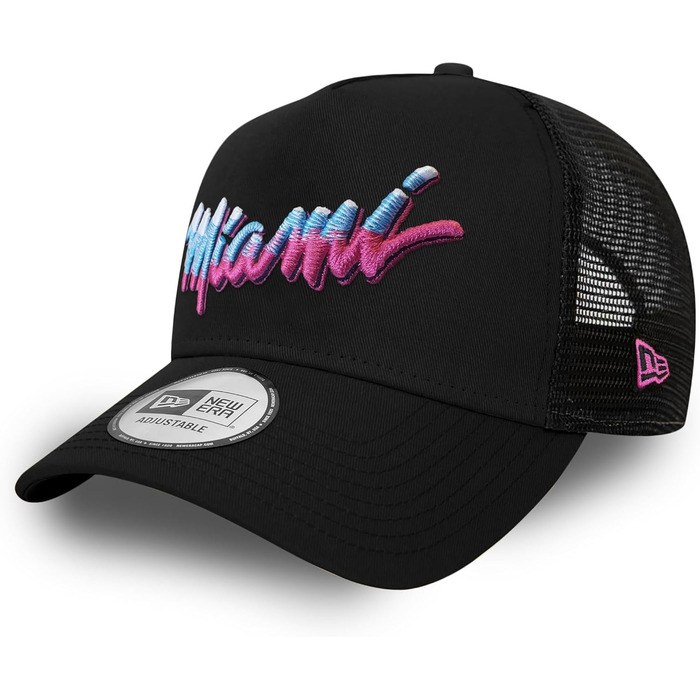 Кепка New Era Miami Heat NBA, регульована, бейсболка Snapback Trucker 9Forty, універсальний розмір (Trucker-Heat-Black#28449)