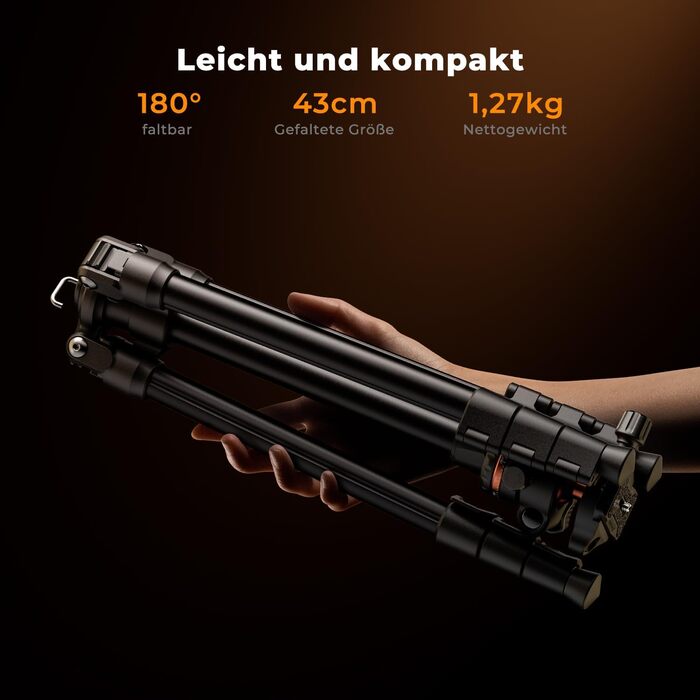 Штатив K&F Concept 152 см з карбону, легкий трипод з гнучким кульковим голівкою 360°, 1/4'' гвинт, чохол для DSLR камери A225C0+BH-25L (178 см, 8 кг, з тримачем для телефону)
