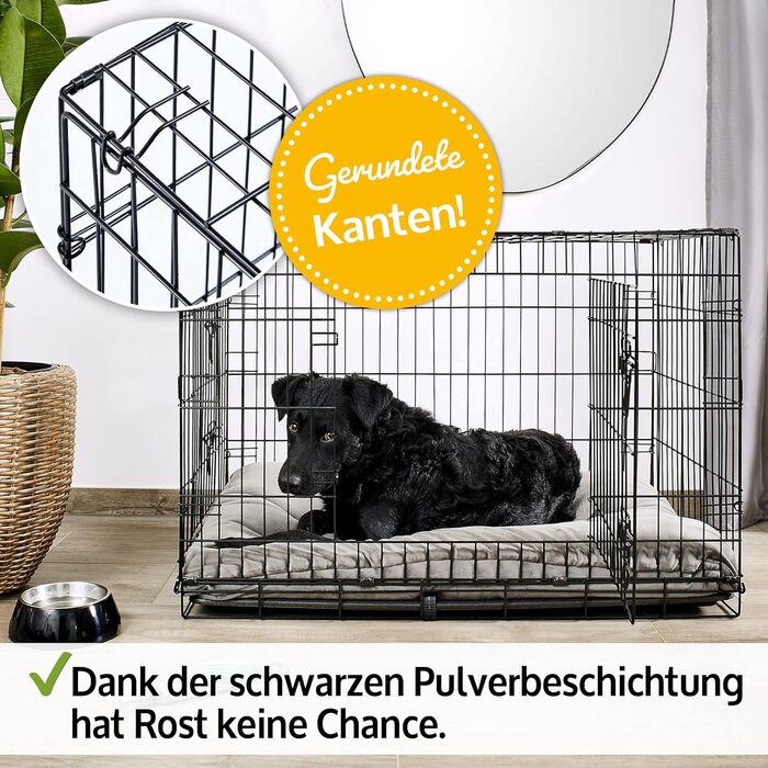 Складана переносна собача будка ZooPrinz з міцного металу – клітка для собак з 2 дверцятами, піддон, ручка для перенесення, 4 розміри (77,5 x 48,5 x 55,5 см)