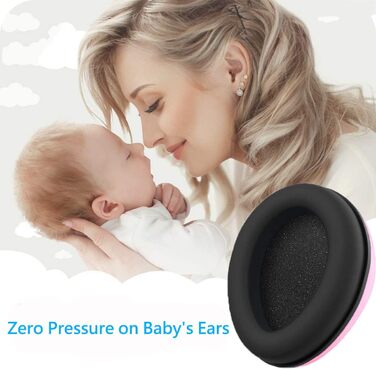 Дитячі навушники-захисники вух 0-2 роки - захист від шуму для літака, сну та повсякденного життя | Регульовані, м'які та легкі для новонароджених та малюків, рожеві