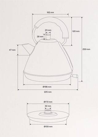 Retro Electric Kettle - Cream White - 1L Capacity
